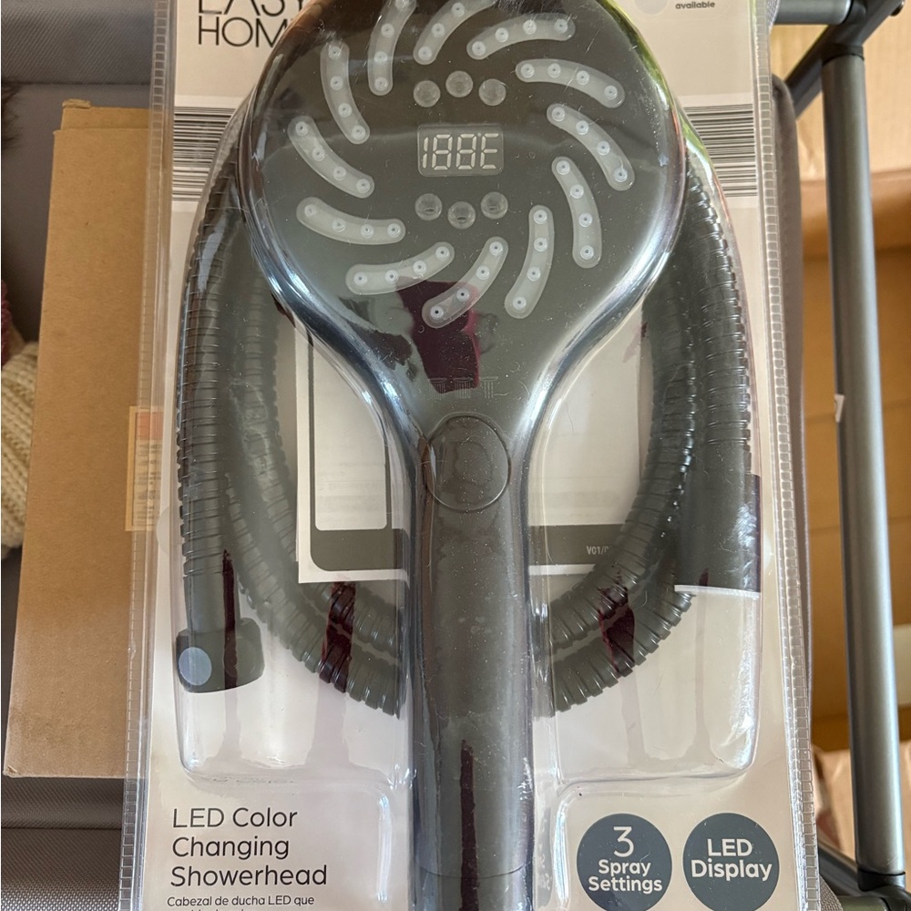 LED Color Changing Showerhead - Black